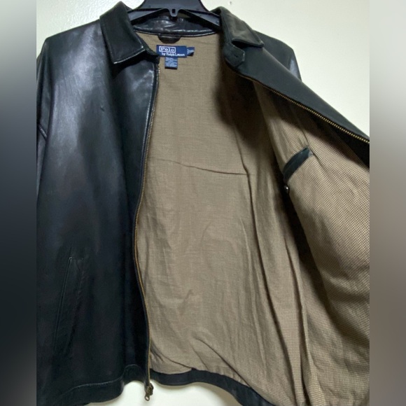 🔥 Polo Ralph Lauren Black Leather Jacket Men XXL Classic Full-Zip Timeless Style - Picture 2 of 16